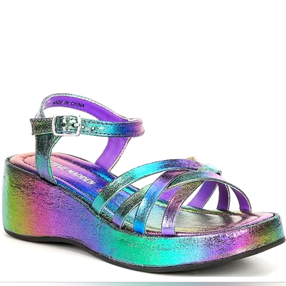 Steve Madden Girls Crazy Wedge Platform Sandals Big Kid Size 3